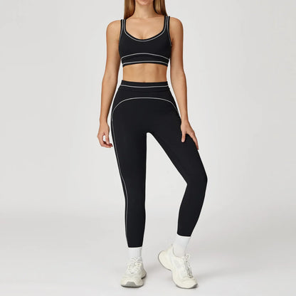 Women’s 2-Piece Fitness Yoga Set, Gym Running Tracksuit, Push-Up Sportswear Leggings, Athletic Workout Outfit