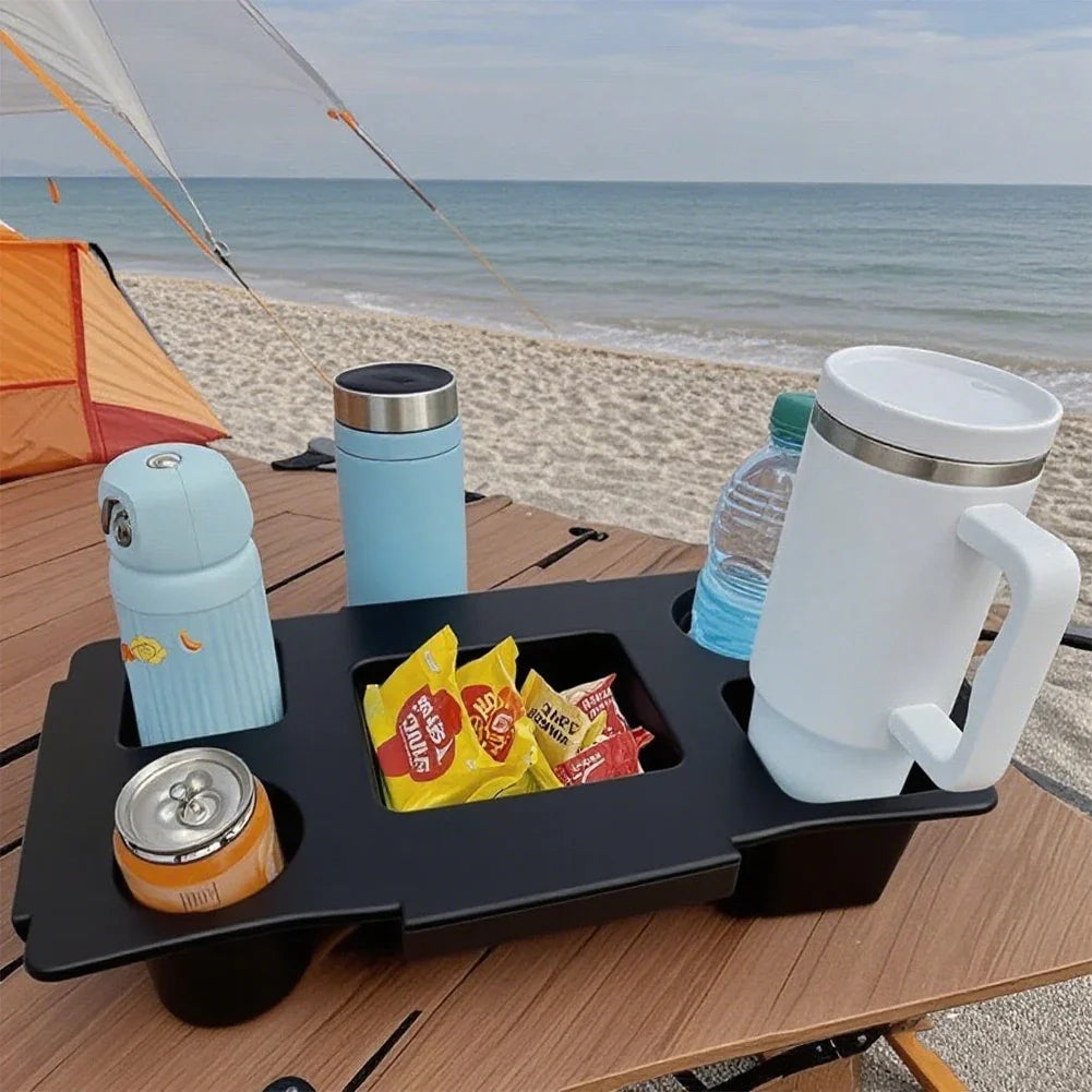 EVA Waterproof Storage Lid Organizer – 5-Compartment Cup & Phone Holder Bag Top Accessory for Camping & Travel Storage