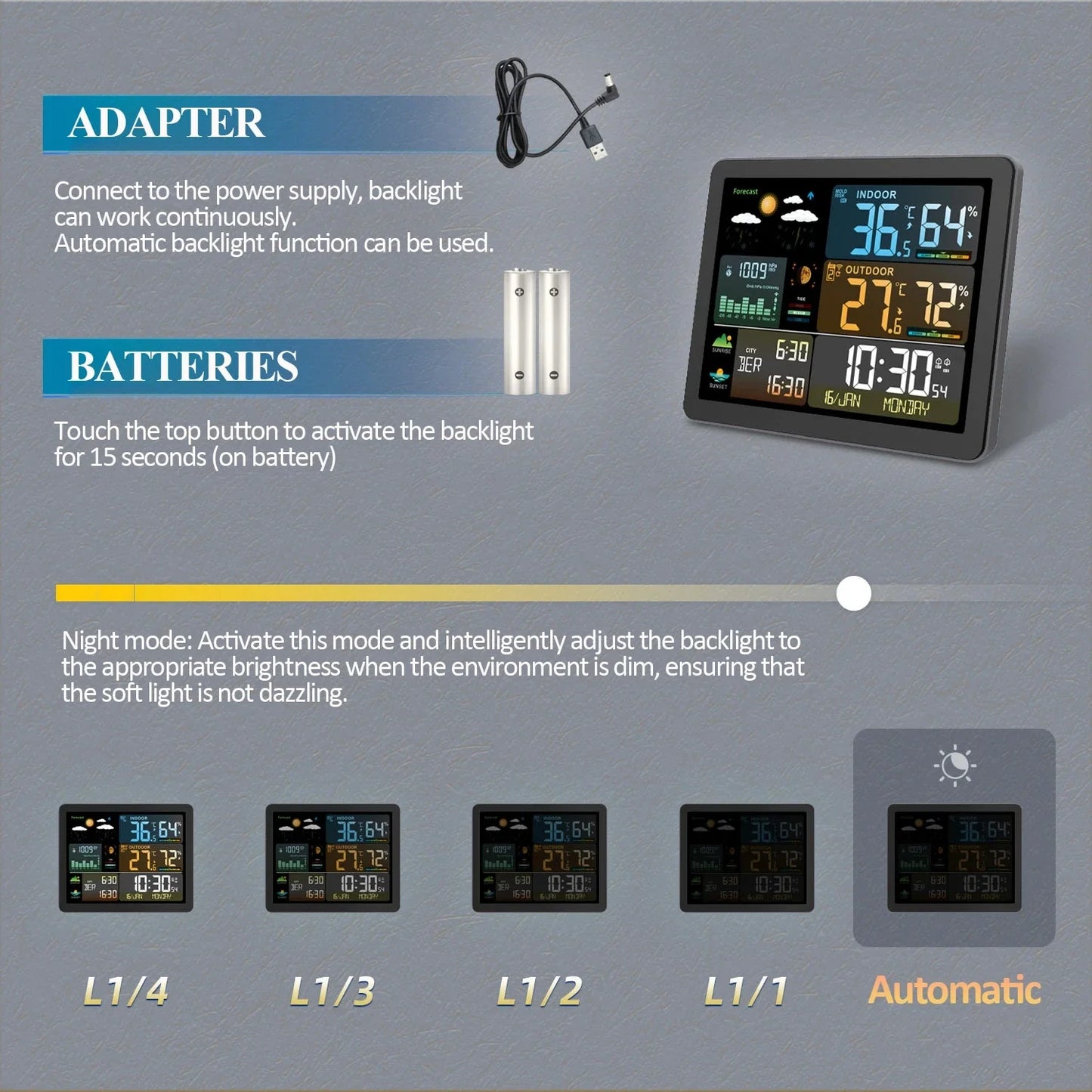 Digital Weather Station Clock - Indoor/Outdoor Temperature & Humidity Meter with Weather Forecast Wireless Table Clock