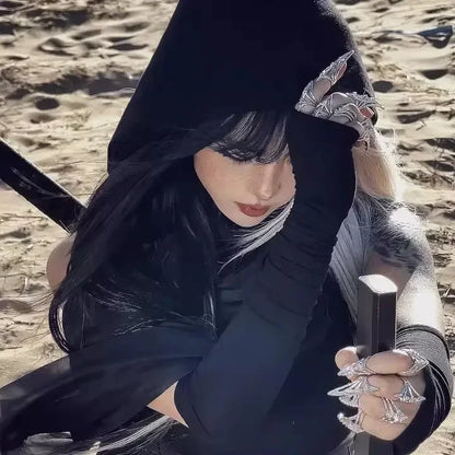 New Gothic Rock Punk Fingertip Nail Ring | Metal Manicure Jewelry Accessories for Women, Party & Gift for Girlfriends