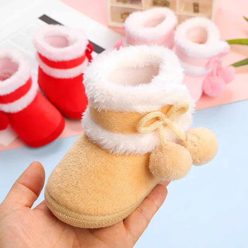 Newborn Baby Shoes — Soft Pompom Snow Boots for Girls & Boys, Warm Winter Toddler Booties