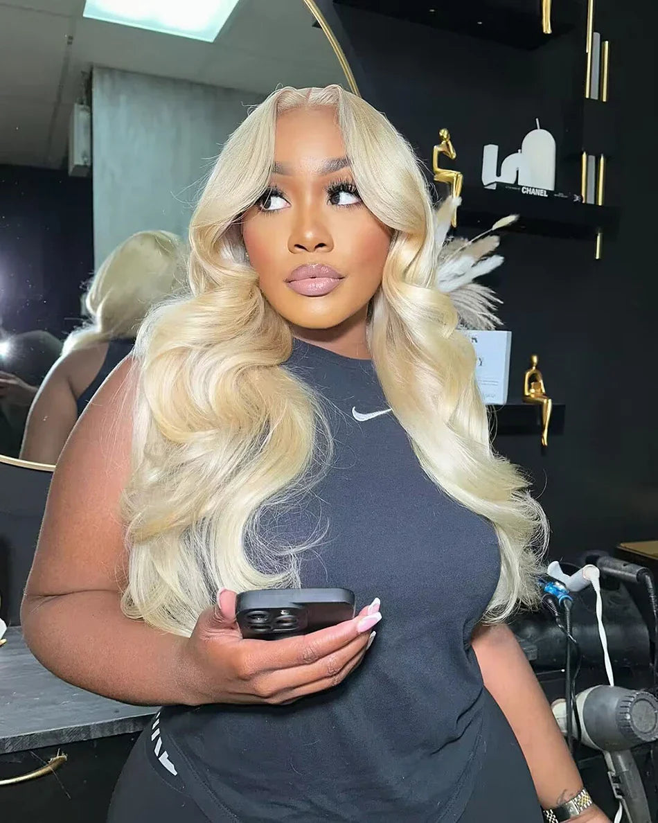 13x6 HD Transparent 613 Blonde Lace Front Wig – Brazilian Bone Straight Bob Human Hair Wig