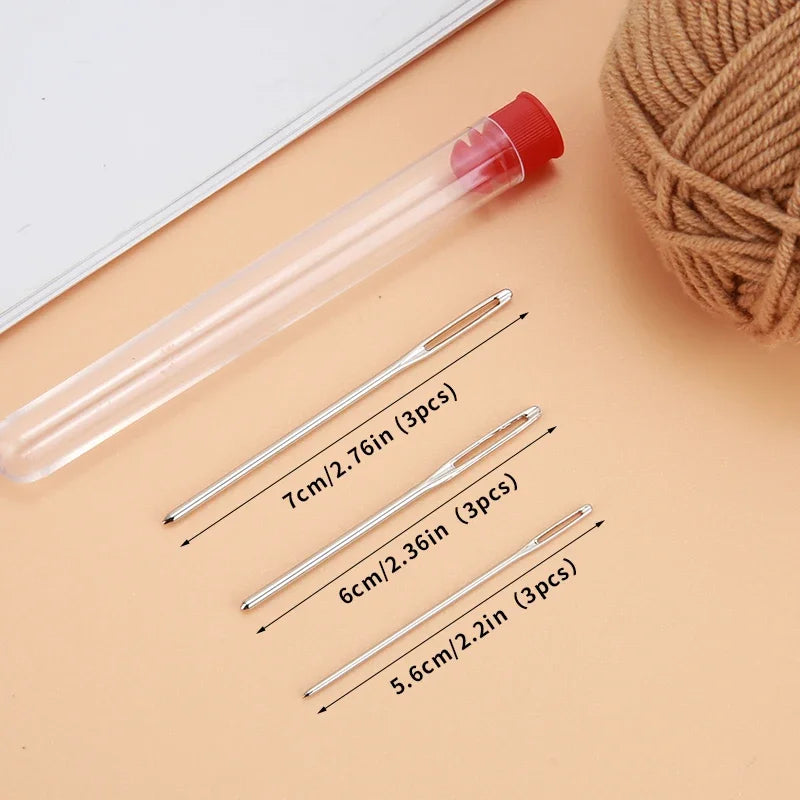 9/12/15/20Pcs Large Eye Blunt Sewing Needles Set in Storage Tube – Cross Stitch, Knitting, Embroidery & Yarn Threading Needles for Crafts and Sewing Projects