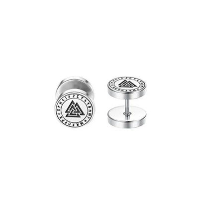 1/6 Pairs 18G Viking Rune Round Stud Earrings — 316L Stainless Steel Cartilage, Tragus & Helix Piercing Jewelry for Men & Women