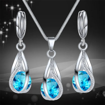 Chic Melody Pendant Necklace & Earrings Set, Glittering Zircon Crystal Jewelry for Women