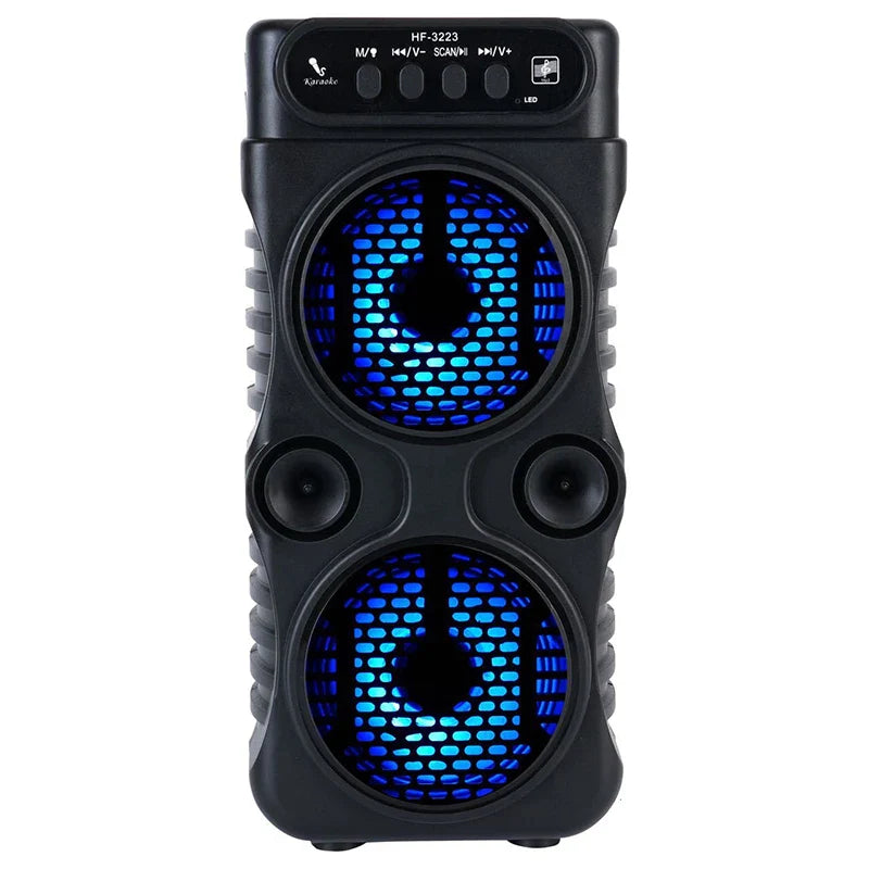 Portable Wireless Bluetooth Speaker – Dual 3" Stereo Subwoofer with Deep Bass, USB Powered for Parties, Dancing & Karaoke
