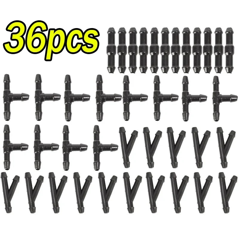 18-90x Car Windshield Washer Pipe Joints – T, Y, I Type Wiper Spray Nozzle Connector Hose Tube for Car Cleaning