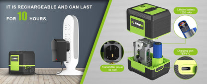 Lfine 2-Line Laser Level with Tripod — Professional 360° Self-Leveling Horizontal & Vertical Laser Measuring Tool