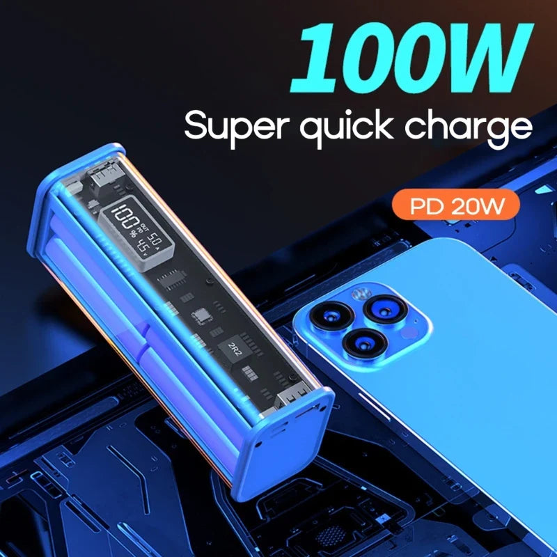 Professional 22.5W DIY Battery Charger Case – PD Fast Charging Box for 8PCS 18650 Polymer 20000mAh Battery