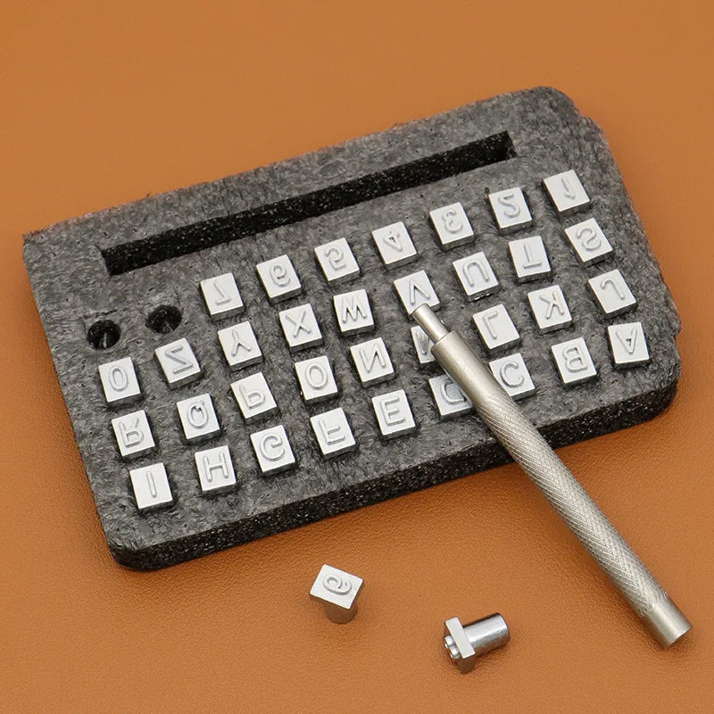 36PCS Leather Alphabet & Number Stamp Set – Stainless Steel DIY Carving Tool for Personalized Leather Craft & Embossing Seal