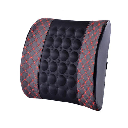 Car Electric Massage Back Cushion - Lumbar Support Health Care Pad for Auto Seat, Leather Auto Back Pillow