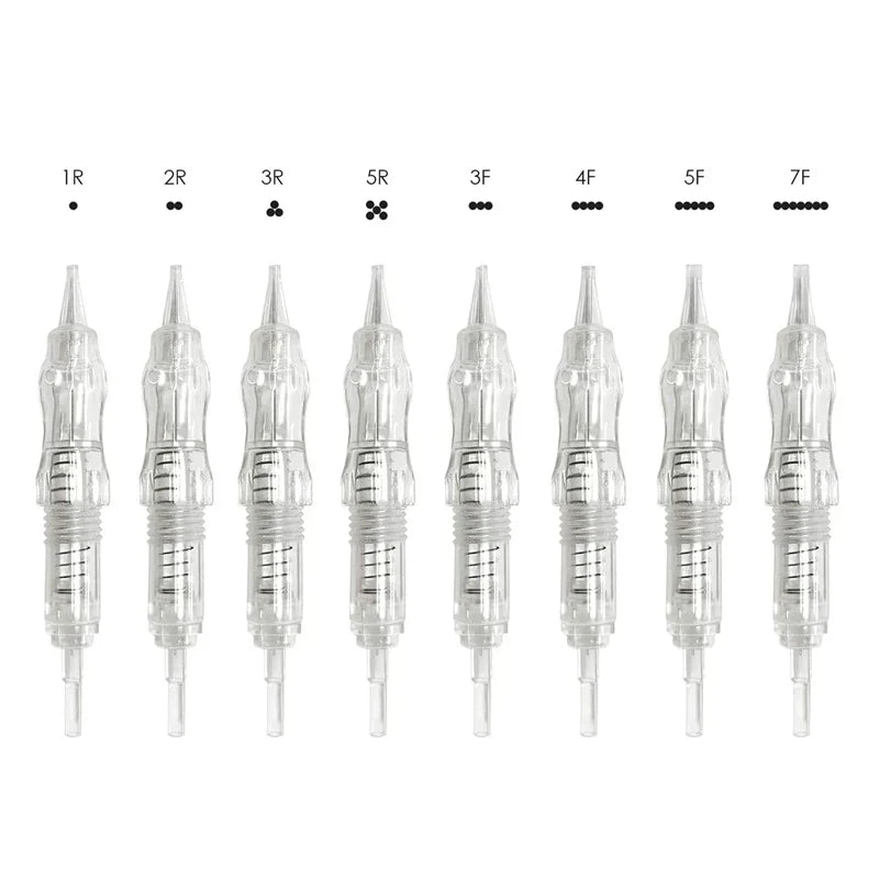 10PCS Microblading Tattoo Needle Cartridges – 0.15 to 0.4mm Screw Tips for Permanent Makeup & Eyebrow Rotary Machine