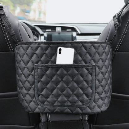 SEAMETAL PU Leather Car Handbag Holder - Seat Back Hanging Storage Organizer for Auto Interior