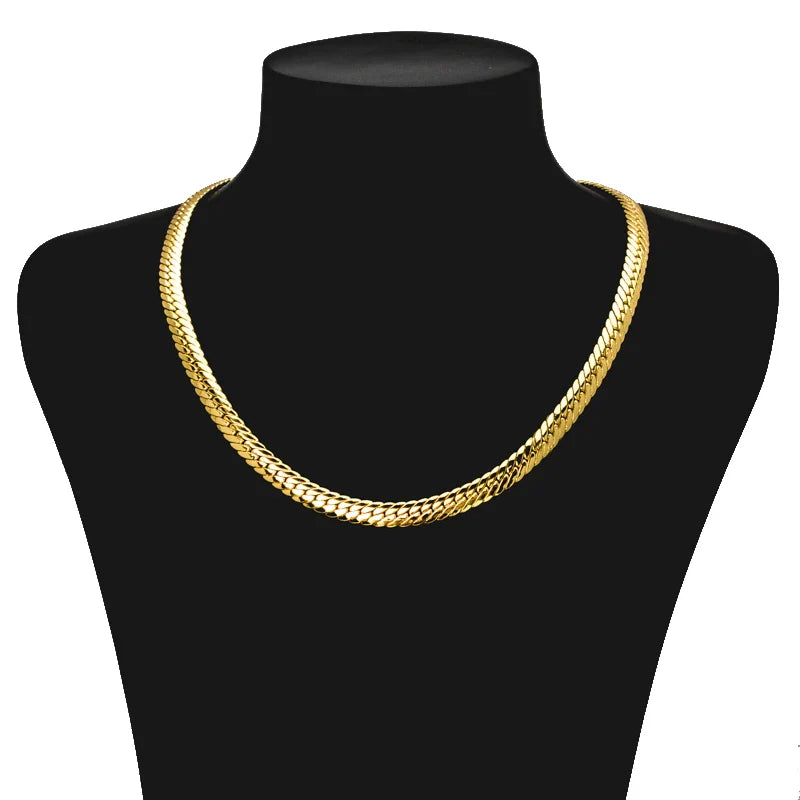 Sunny Jewelry Gold Plated Copper Snake Chain Necklace for Men & Women - Italy 750, High Quality for Daily Wear & Gifts