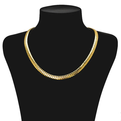 Sunny Jewelry Gold Plated Copper Snake Chain Necklace for Men & Women - Italy 750, High Quality for Daily Wear & Gifts