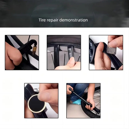 Bike Tire Repair Kit – Patches, Grinding Film, Crowbar & Multifunctional Tools for Cycling Repairs