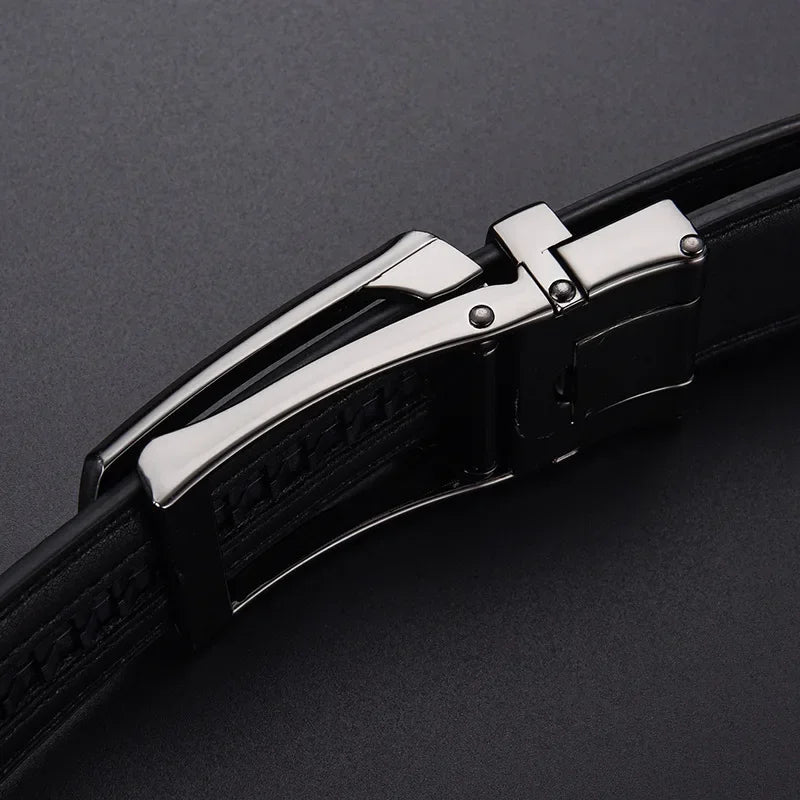 Men’s Luxury Click Belt – Genuine Leather Automatic Alloy Buckle for Business & Jeans