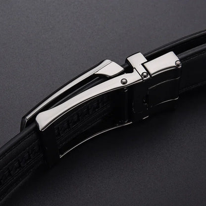 Men’s Luxury Click Belt – Genuine Leather Automatic Alloy Buckle for Business & Jeans