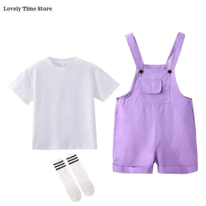 Kids Hip Hop Candy Color Overalls – Girls & Boys Suspender Shorts Jumpsuit Romper Streetwear