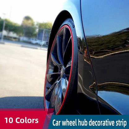 8-Meter Red Car Bumper Decorative Strip - Wheel Hub Ring Moulding Trim for Edge Protection and Exterior Car Styling Accessories