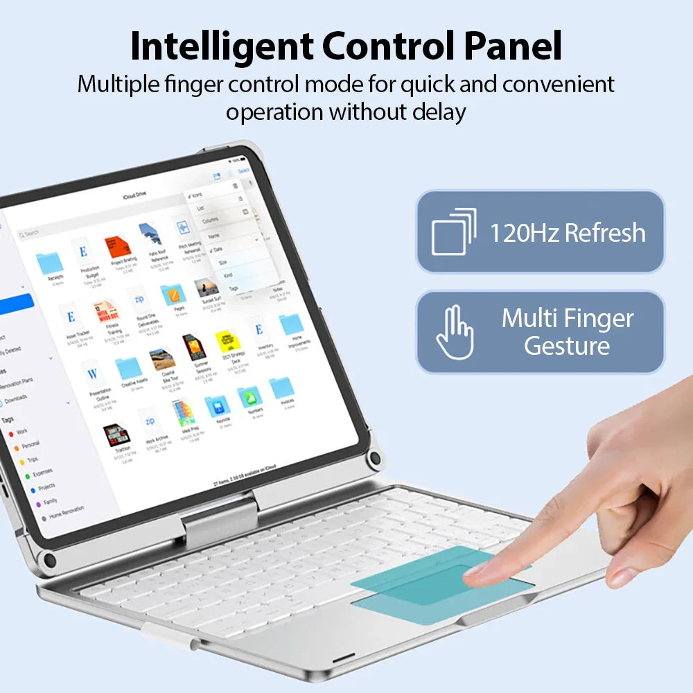 Magic Keyboard Case for iPad Air & Pro – Backlit Keyboard Cover for 11" & 12.9" (2024 M2, 7th-10th Gen)