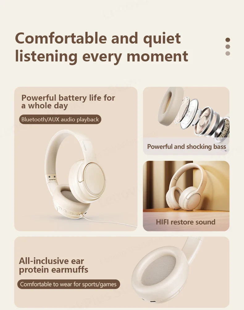 Original Lenovo TH20 Wireless Bluetooth 5.3 Headphones - Dual Mode, Foldable Sport Headset, Music & Gaming Earphones