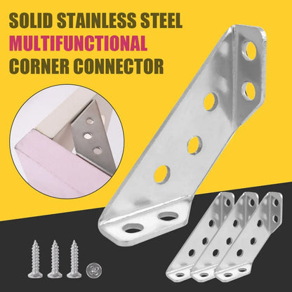 Stainless Steel Corner Brackets Set – Heavy-Duty Angle Shelf & Cabinet Support Connectors with Screws