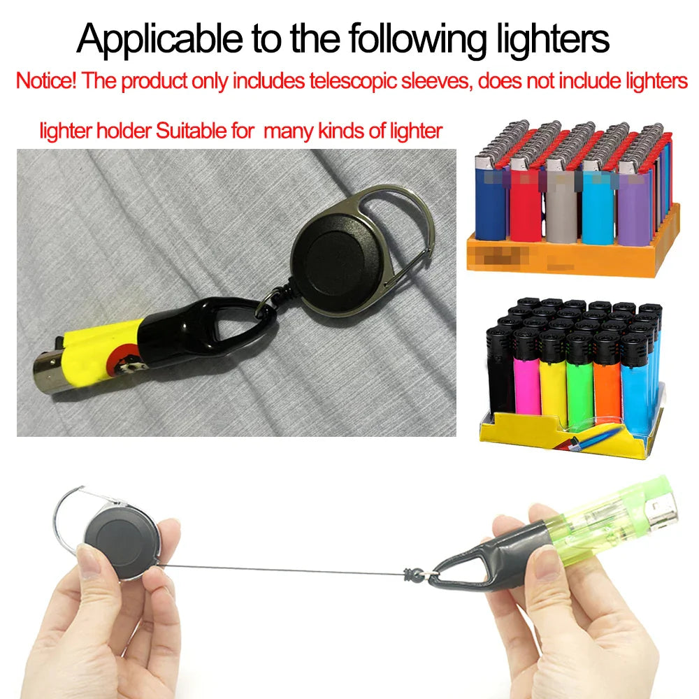 Silicone Lighter Protective Cover with Retractable Keychain - Regular Size Lighter Holder Sleeve Clip for Smoking Accessories - 1 Piece
