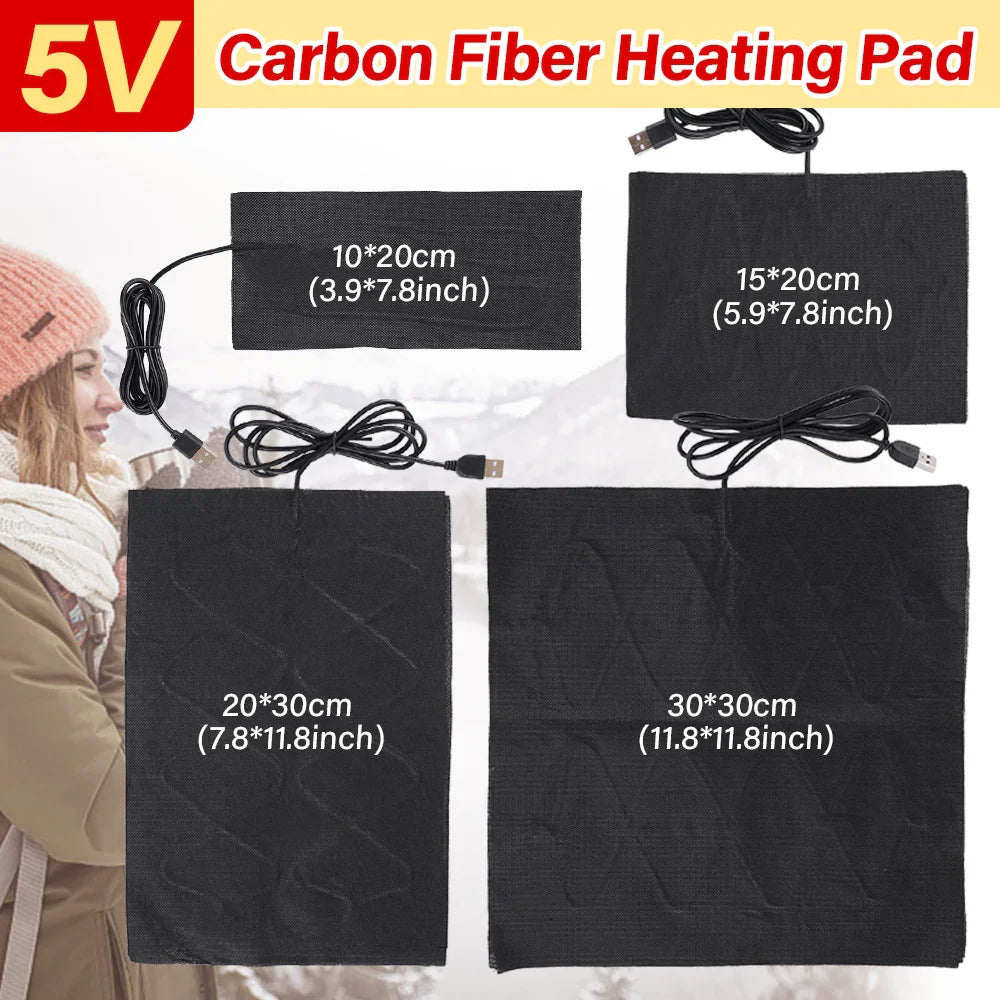 5V USB Carbon Fiber Heating Pad – Fast Electric Infrared Hand & Body Warmer for Winter