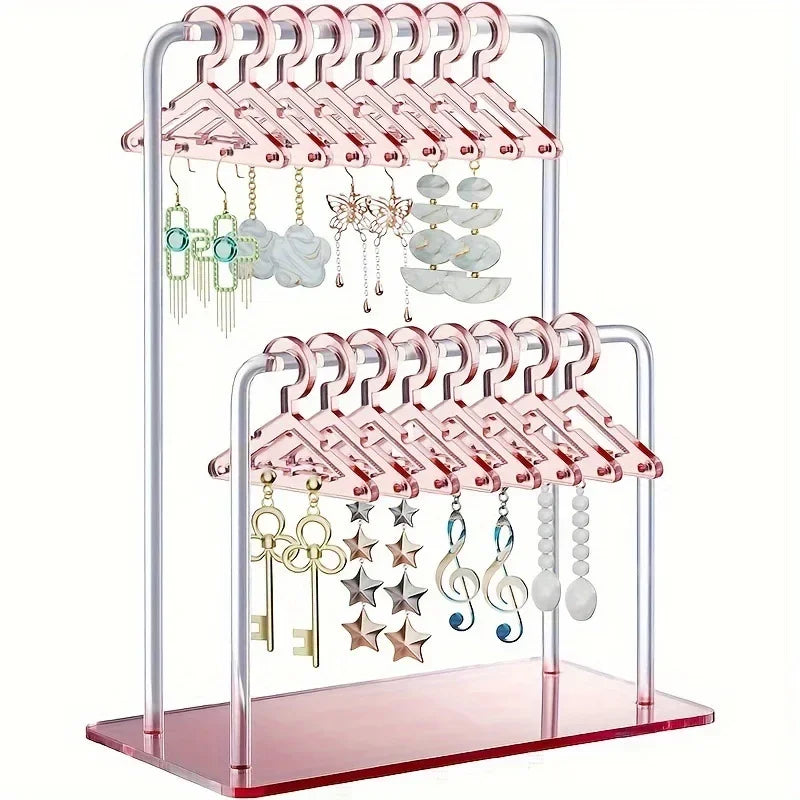 16pcs Hanger-Shaped Jewelry Holders – Personalized Earring Display Racks & Organizer Stands