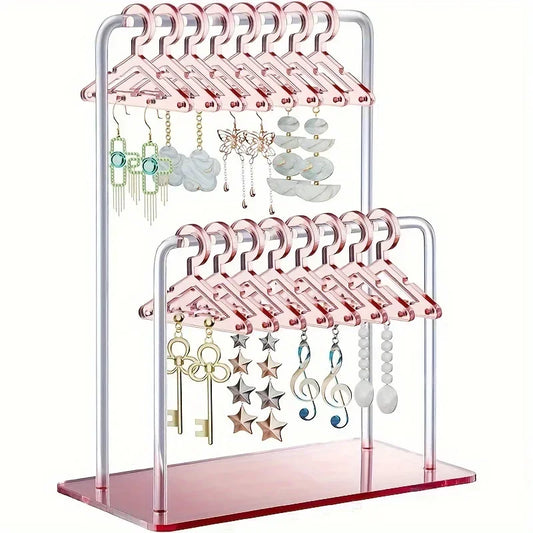 16pcs Hanger-Shaped Jewelry Holders – Personalized Earring Display Racks & Organizer Stands