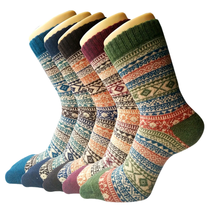 5 Pairs Women’s Warm Wool Socks – Soft Mid-Length Autumn Winter Cashmere Anti-Freeze Socks