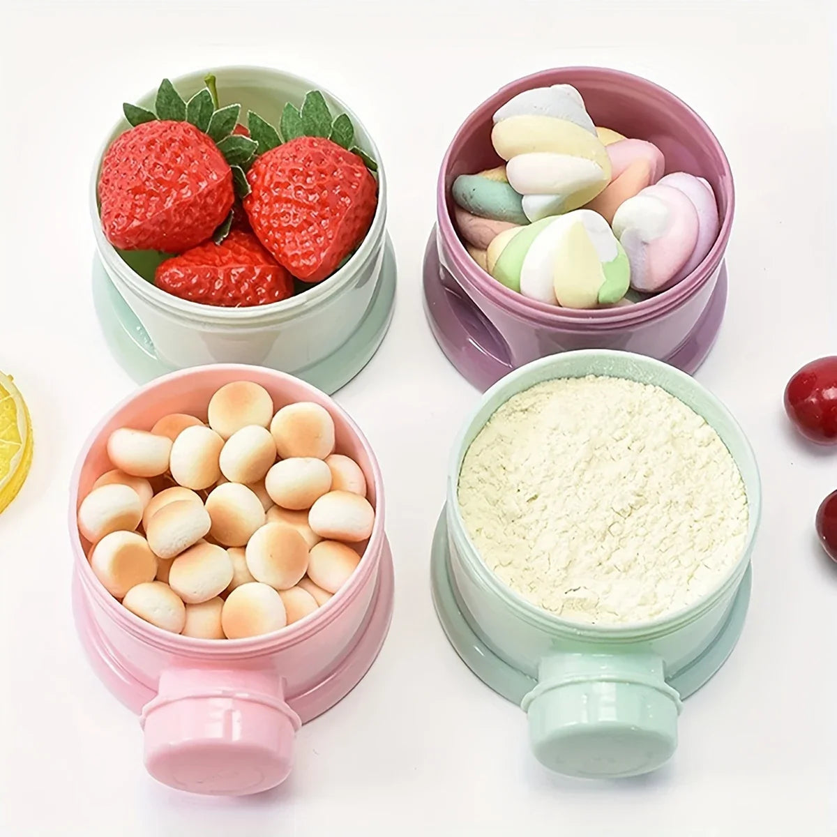 Large Capacity Baby Formula Container - Portable Stackable Milk Powder Dispenser with Strap & Snack Storage Box