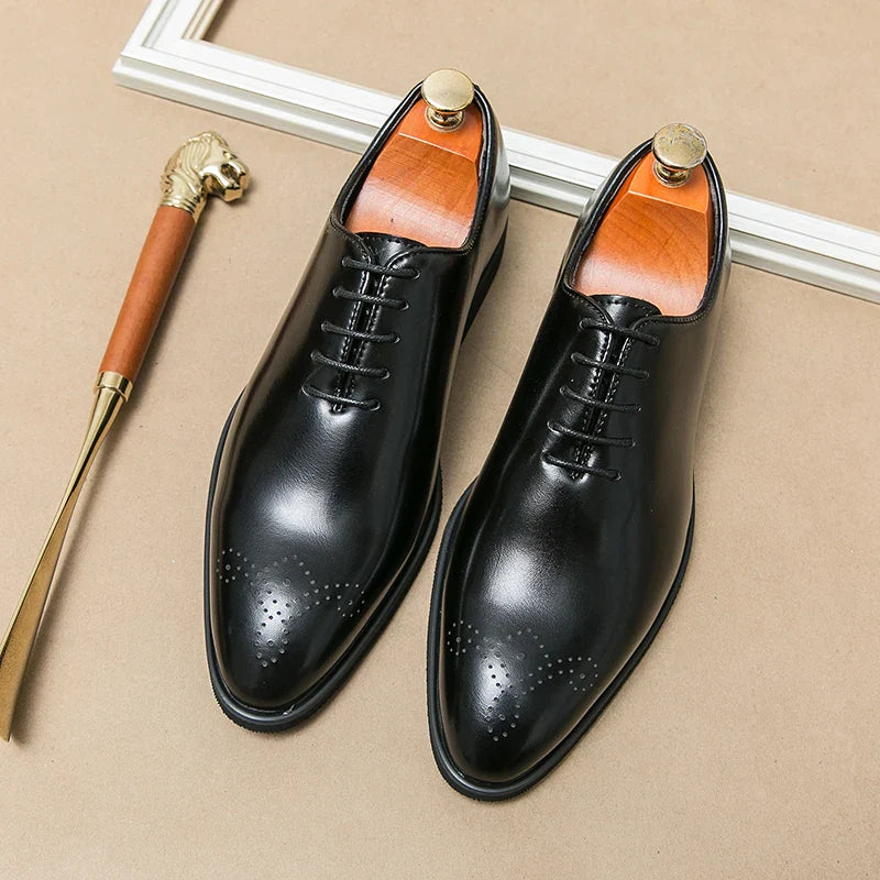 Luxury Men’s Leather Oxford Dress Shoes – High-Quality Gentleman Wedding & Office Shoes 2024