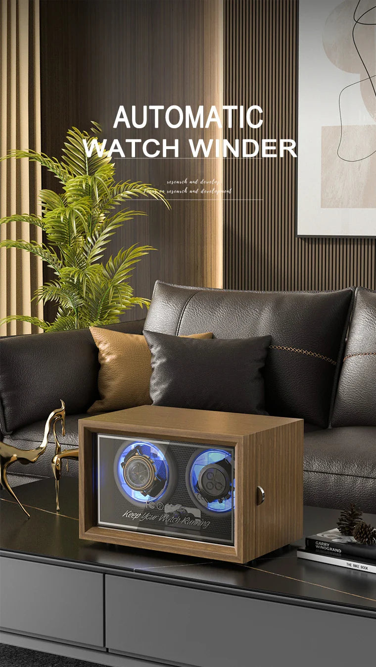 IBBETON Luxury Wood Watch Winder – 1 Slot High-End Automatic Watch Box with Mabuchi Motor & Storage Cabinet