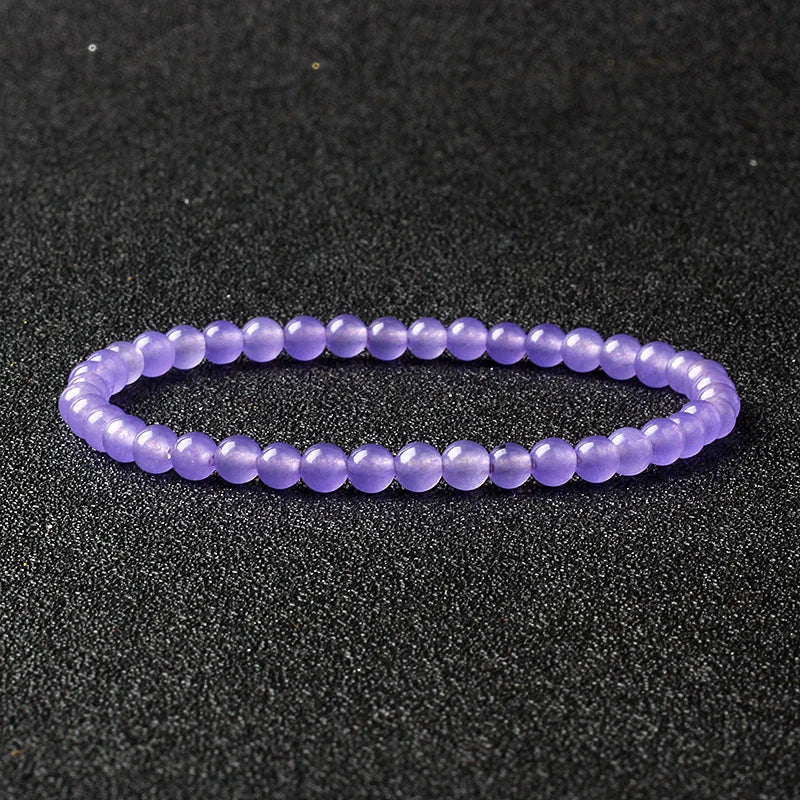 4mm Natural Stone Bead Stretch Bracelet for Men & Women – Agate Lava Handmade Reiki Crystal Jewelry