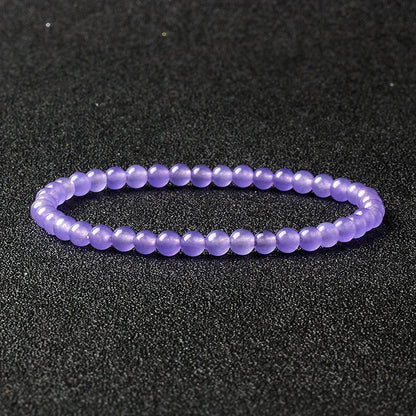 4mm Natural Stone Bead Stretch Bracelet for Men & Women – Agate Lava Handmade Reiki Crystal Jewelry