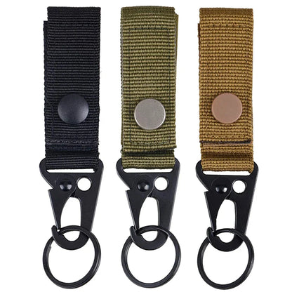 Tactical Molle Keychain with Metal Hook – Nylon Backpack Key Holder