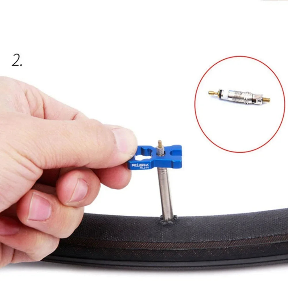 4-in-1 Portable Bicycle Valve Tool – Core Wrench for MTB & Road Bike Installation and Removal, Blue