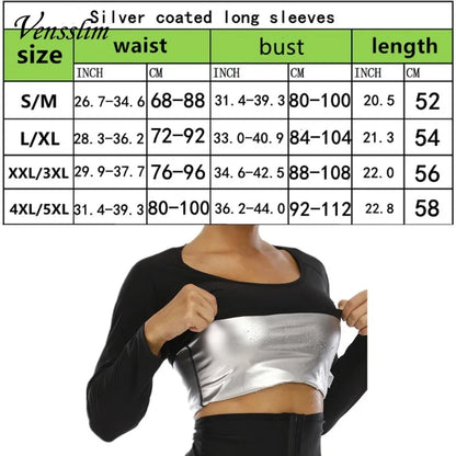 Vensslim Women’s Sauna Suit Body Shaper – Long Sleeve Sweat Slimming Waist Trainer Corset Workout Tummy Control Top