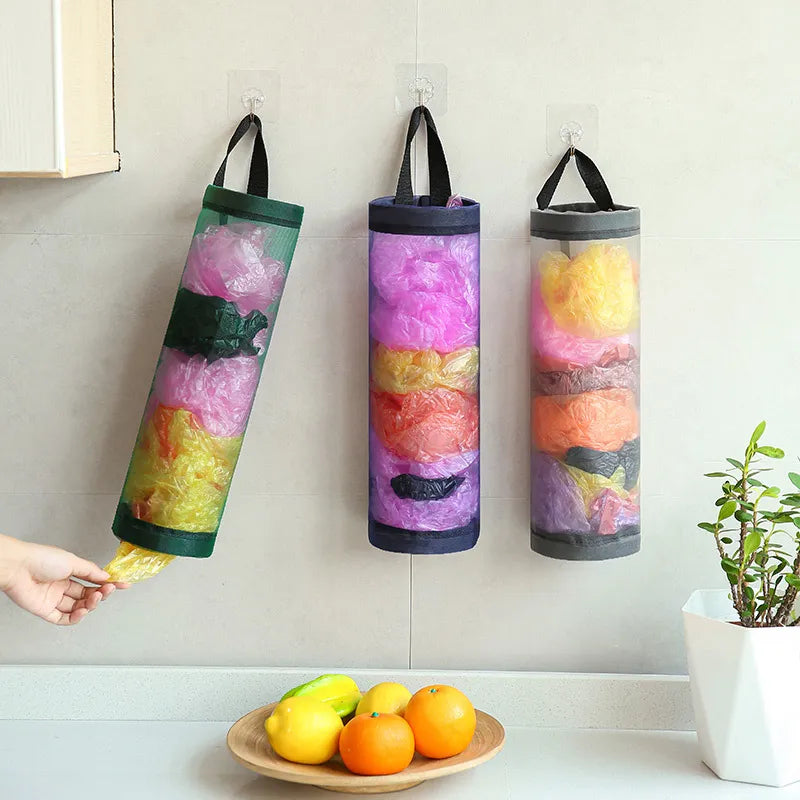 Wall-Mounted Kitchen Grocery Bag Dispenser - Plastic Bag Holder and Organizer for Home, Ideal for Trash and Garbage Bag Storage