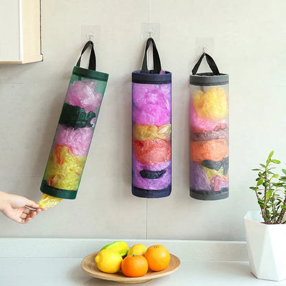 Wall-Mounted Kitchen Grocery Bag Dispenser - Plastic Bag Holder and Organizer for Home, Ideal for Trash and Garbage Bag Storage