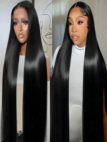 46-50 Inch HD Transparent Lace Front Wig – 13x4 & 13x6 Bone Straight, 200% Density Brazilian Human Hair for Women