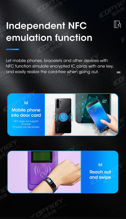 RFID Reader & Writer | Key Card Programmer, NFC Copier & Decoder with Mobile App