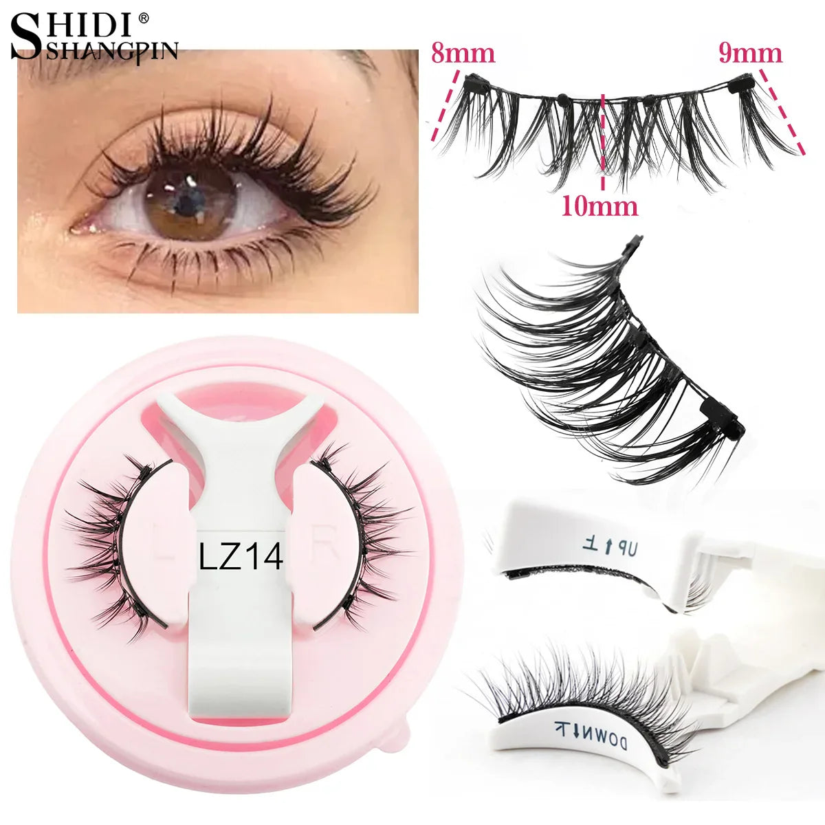 Reusable Magnetic Eyelashes Set – Natural Curly Fluffy False Lashes with Tweezers, No Glue Needed Makeup