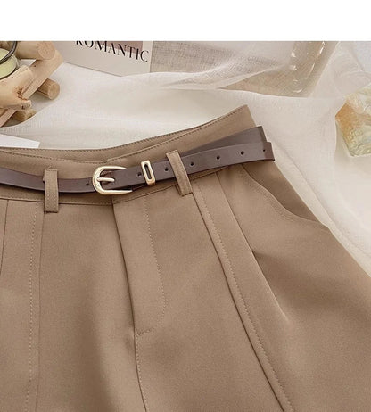 Casual Women’s A-Line Shorts — Vintage Solid High Waist Office & Streetwear Summer Trousers