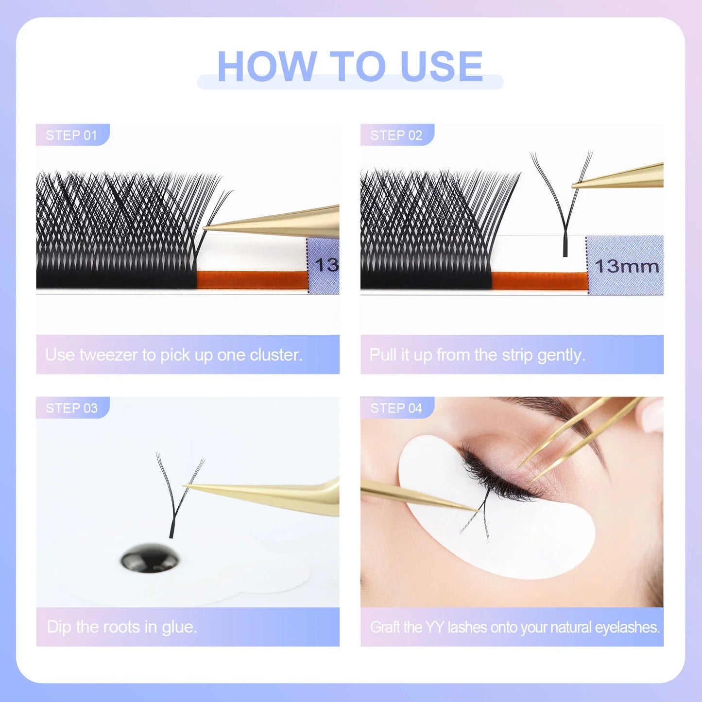 NAGARAKU YY-Shape Eyelash Extensions – Double & Triple Split Tips, Interlaced Root Lashes