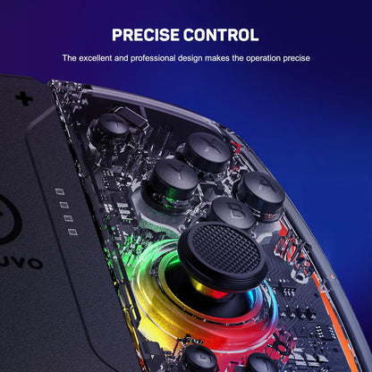 LinYuvo KS40 Transparent Wireless Joy-Pad – 8 Color LED Controller with Turbo Function for Switch/NS OLED & Lite