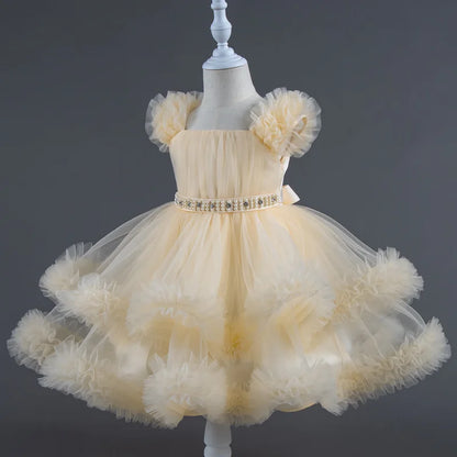 Girls Lace Mesh Princess Dress - Sleeveless Summer Party Dress for Ages 1-7