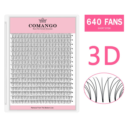 CoMango Wispy Premade Volume Lash Fans – 3-10D Individual Short Stem Faux Mink Russian Eyelash Extensions, 320 Fans